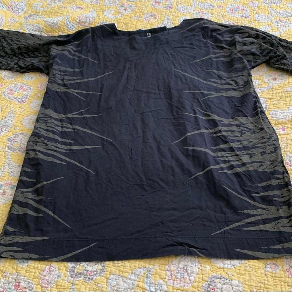 UZI NYC black cotton Now tunic dress with feather print